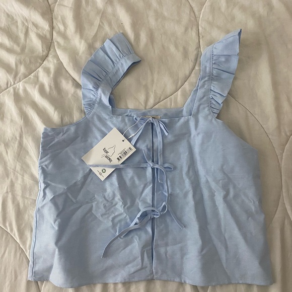 Djerf Avenue Breezy Tie Top Blue - Picture 2 of 2